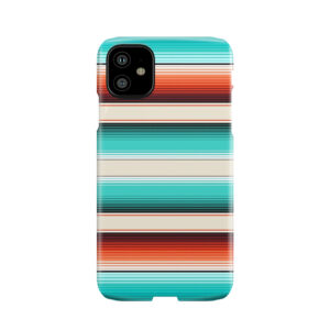 Navajo White, Turquoise And Burnt Orange Southwest Serape Blanket Stripes Phone Case