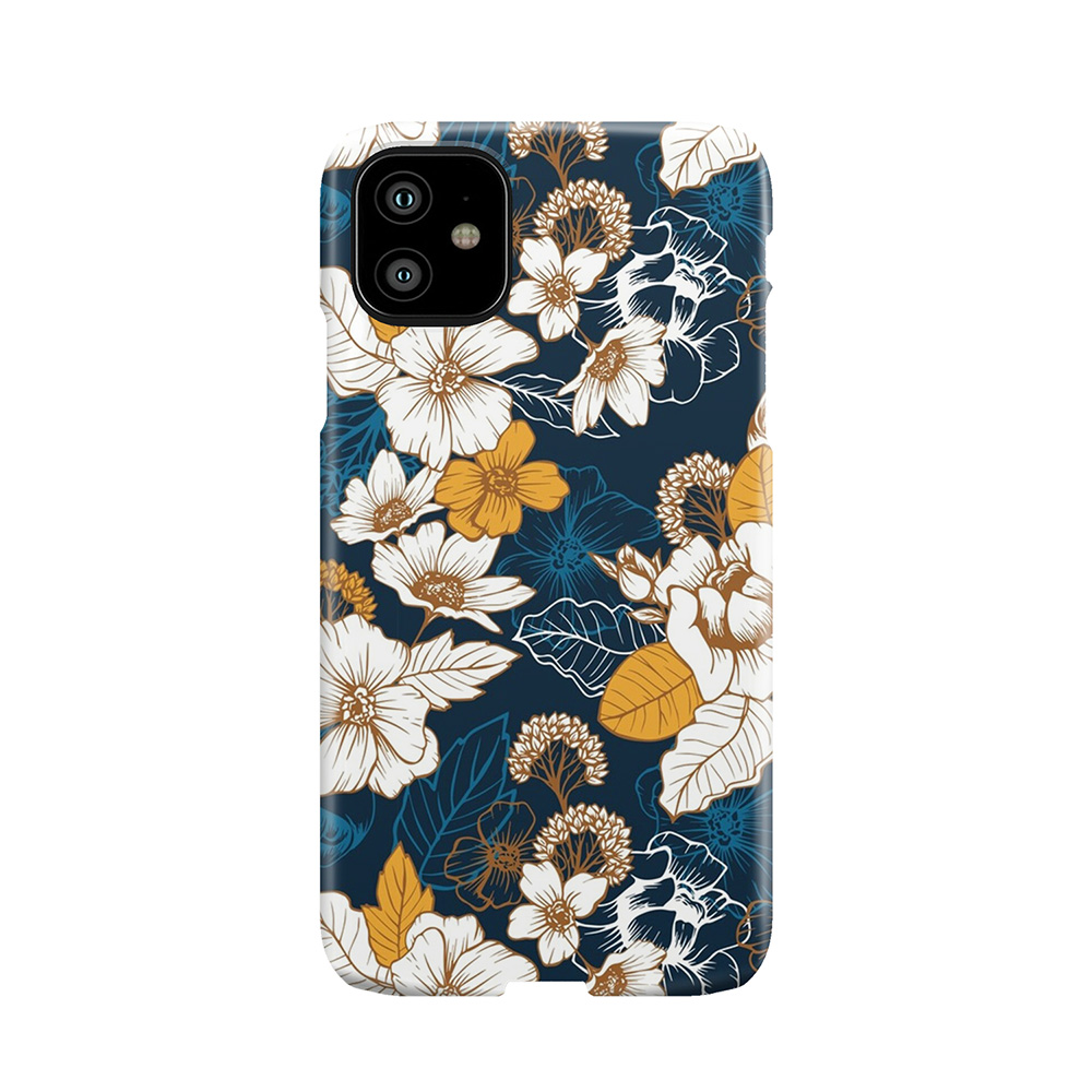 Navy And Gold Peony And Blossom Seamless Pattern Phone Case