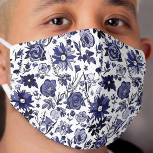 Navy Blue & White China Chintz Cloth Face Mask