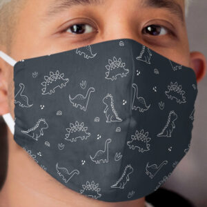 Navy blue dinosaur illustration Cloth Face Mask
