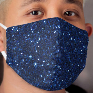 Navy Blue Glitter Sparkle Pattern Cloth Face Mask