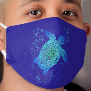 Ocean Blue Tribal Sea Turtle Honu Turtle Lover Gift Cloth Face Mask