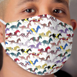Off to the Horse Races Jockey Silks Pattern Cloth Face Mask