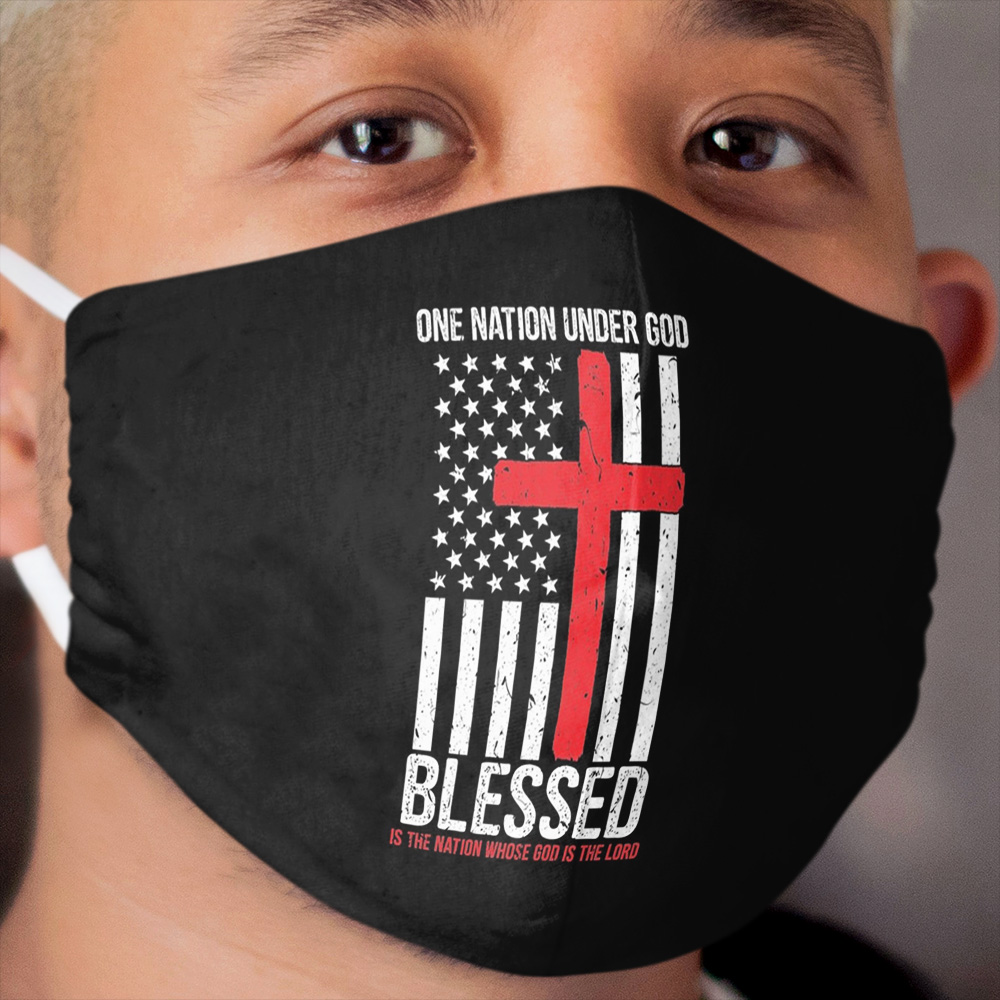 One Nation Under God Blessed Patriotic American Flag Cloth Face Mask