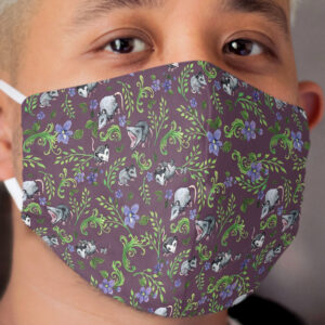 Opossum, Fern, & Violet Print Cloth Face Mask