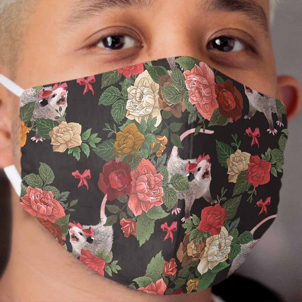 Opossum floral pattern Cloth Face Mask