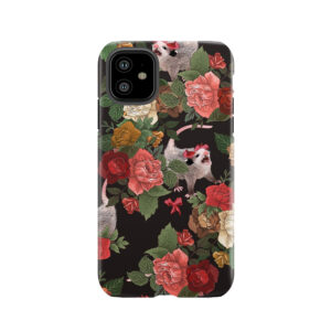 Opossum Floral Pattern Tough Phone Case
