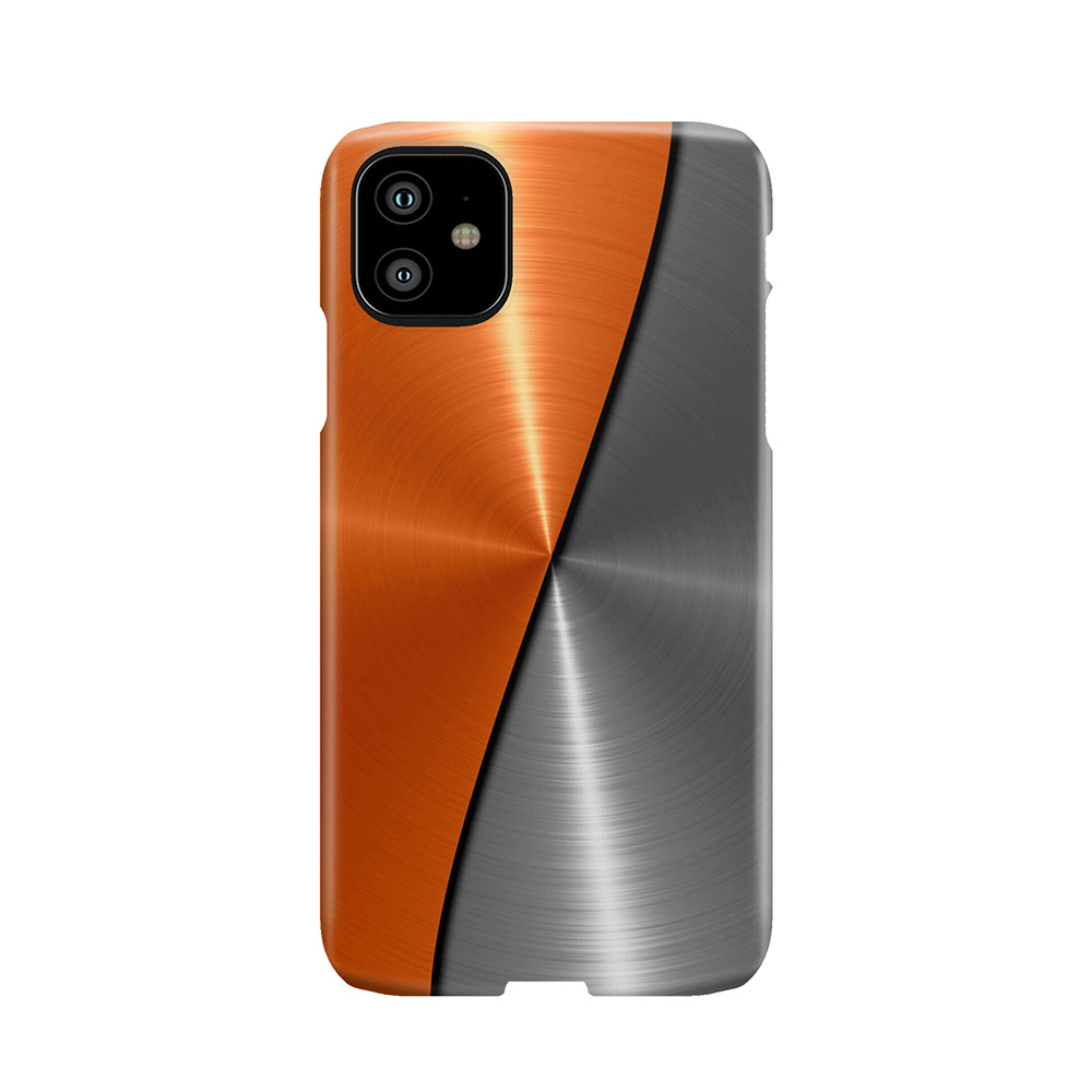 Orange And Silver Stainless Shiny Steel Metal Phone Case