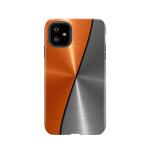 Orange And Silver Stainless Shiny Steel Metal Tough Phone Case