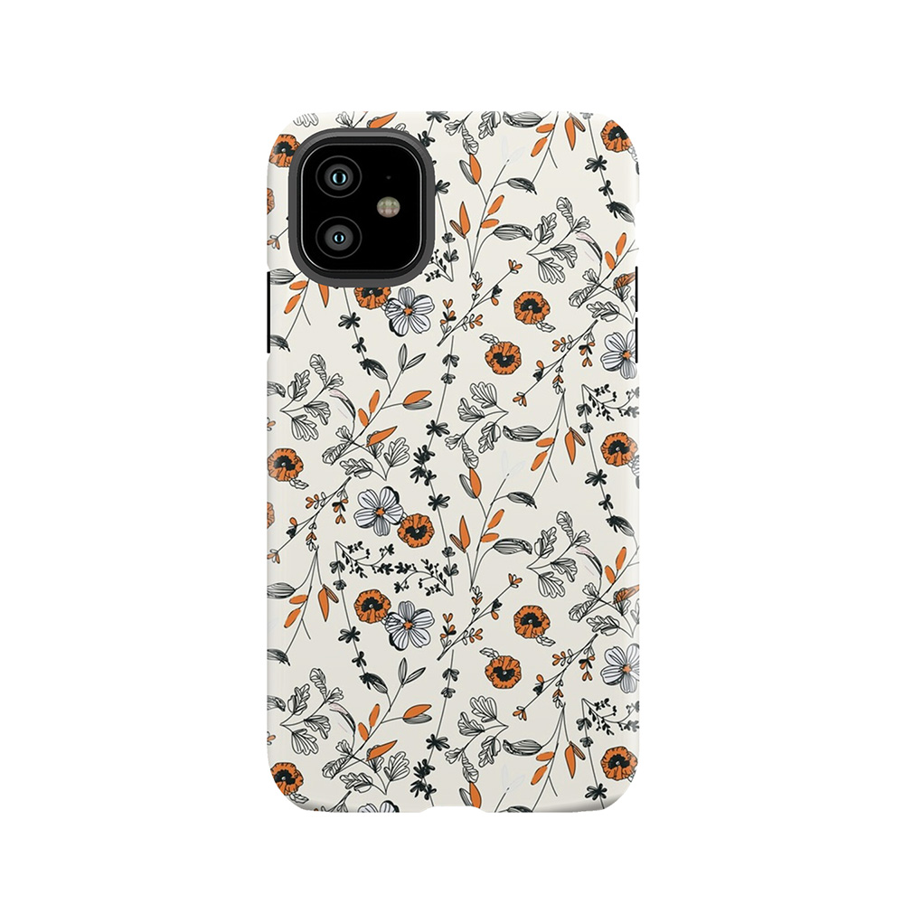 Orange Flower Pattern Tough Phone Case