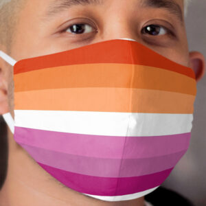 Orange - Magenta Lines // Lesbian Pride Flag // Butch Femme Pride Flag Cloth Face Mask