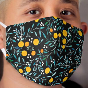 Oranges on Black Cloth Face Mask