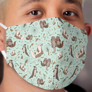 Otters in Blue Cloth Face Mask