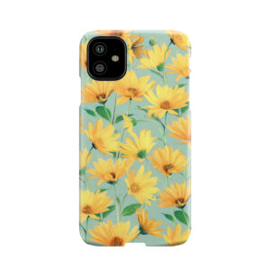 Painted Golden Yellow Daisies On Soft Sage Green Phone Case