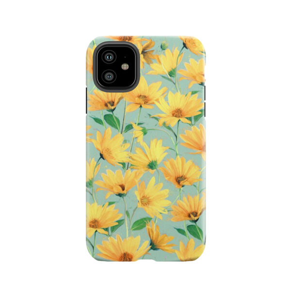 Painted Golden Yellow Daisies On Soft Sage Green Tough Phone Case