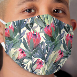 Painted Protea Pattern Cloth Face Mask