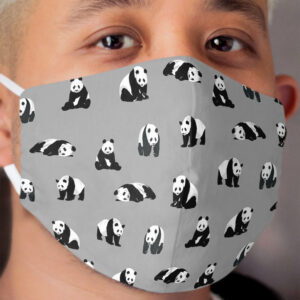 Pandas on Grey Cloth Face Mask