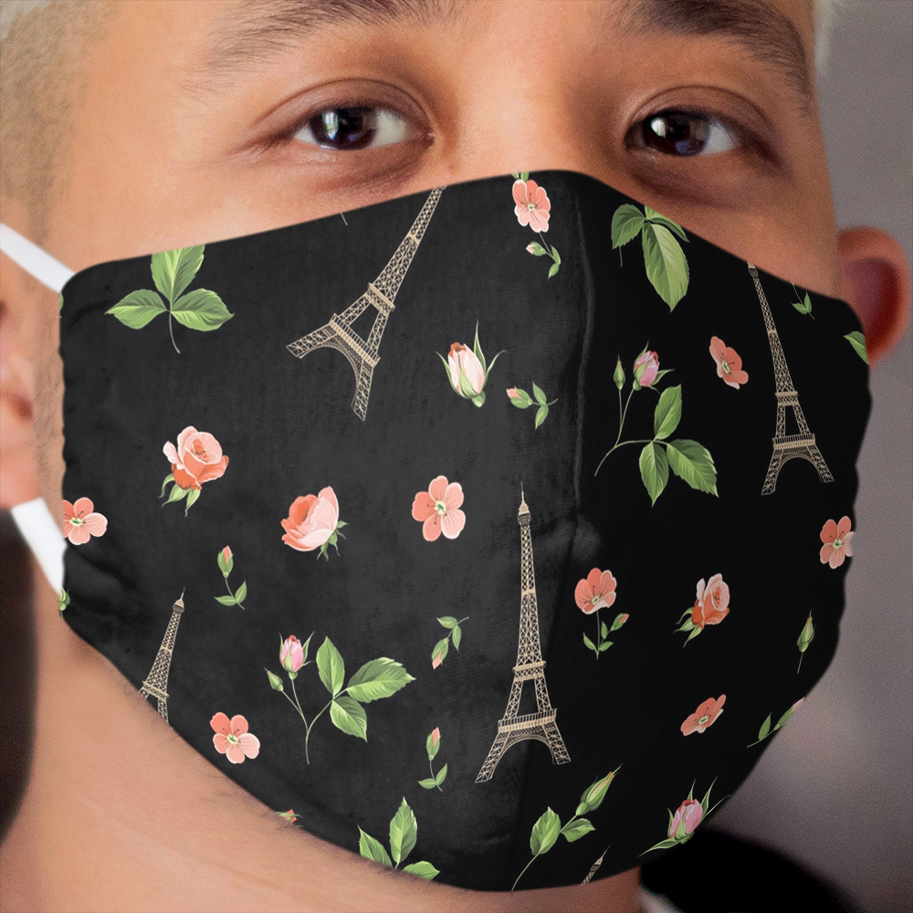 Paris Eiffel Tower French Roses Cloth Face Mask