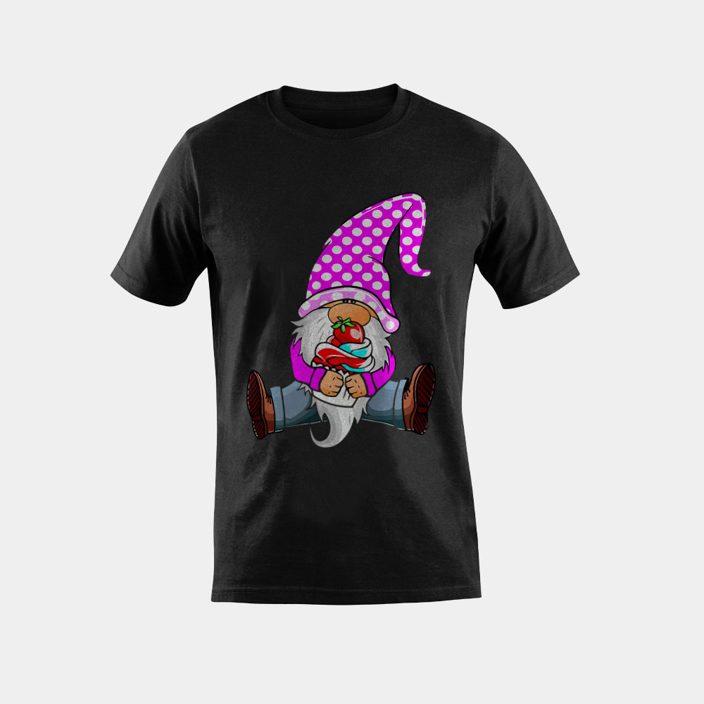 Pastry Chef Gnome Holding Cupcake Cake Baking Dessert Gnome T-Shirt