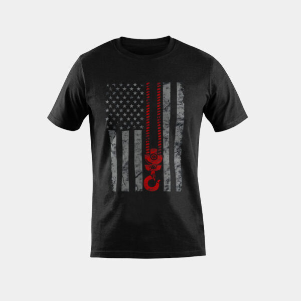 Patriotic Thin Red Line American Crane Operator flag T-Shirt