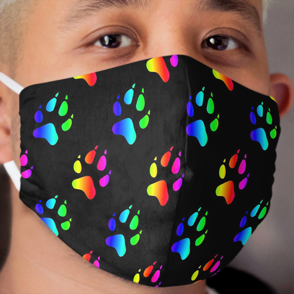 Paw Pattern (Rainbow) Cloth Face Mask