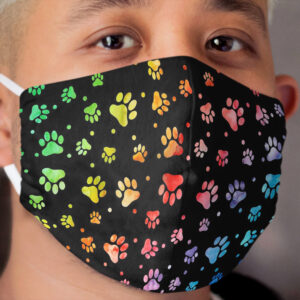 Paw Watercolor Colorful Cloth Face Mask