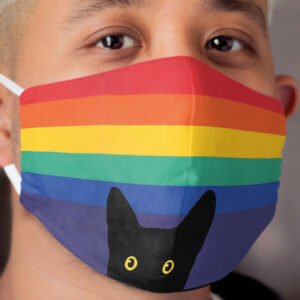 Peeking Cat in Rainbow Circle Cloth Face Mask