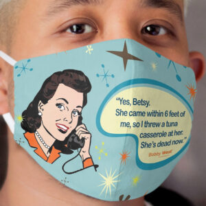 Peggy Calls Betsy! Retro Housewife By Bobby West Cloth Face Mask