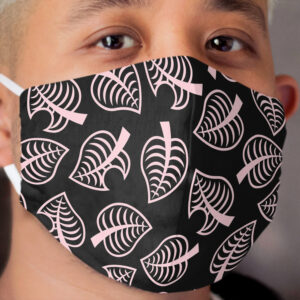 Pink and Black Animal Crossing New Horizons Inspired Leaf Design Cloth Face Mask