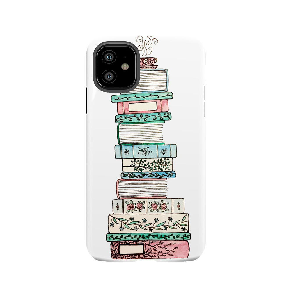 Pink And Blue Floral Bookstack Tough Phone Case