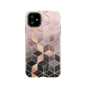 Pink And Grey Gradient Cubes Tough Phone Case