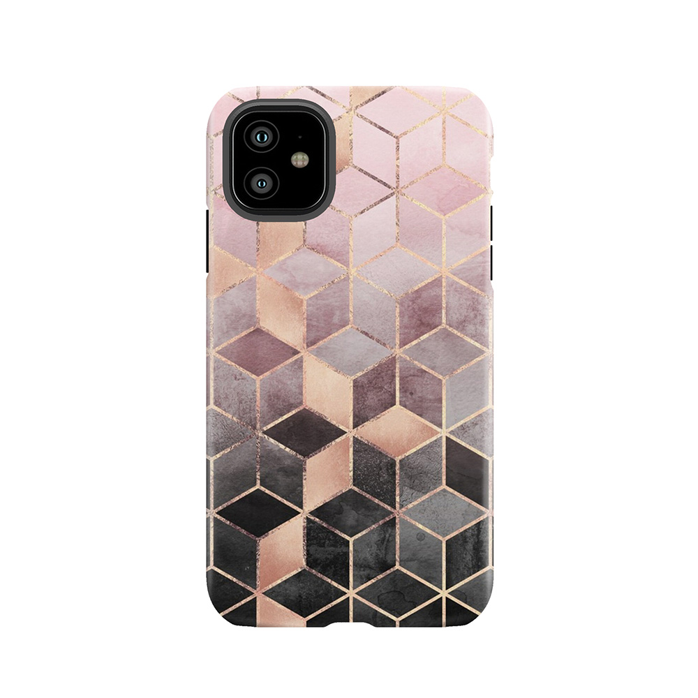 Pink And Grey Gradient Cubes Tough Phone Case