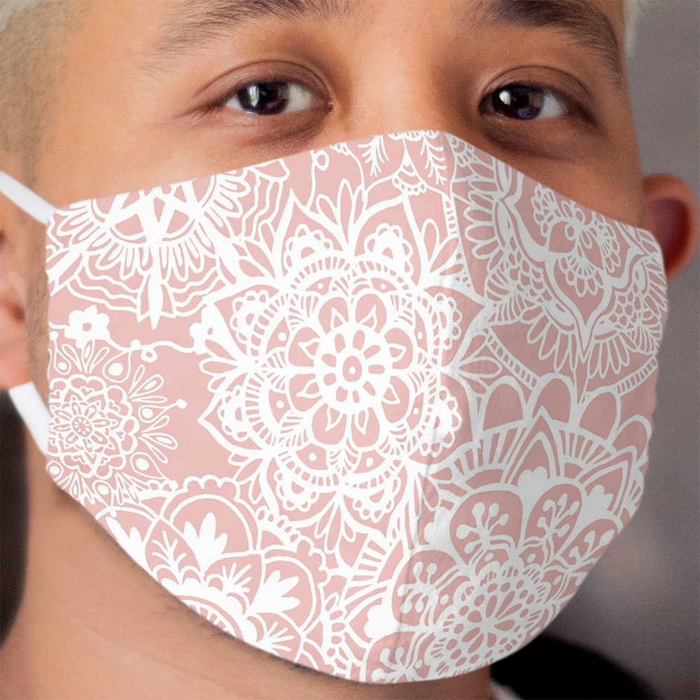 Pink and White Mandala Pattern Cloth Face Mask