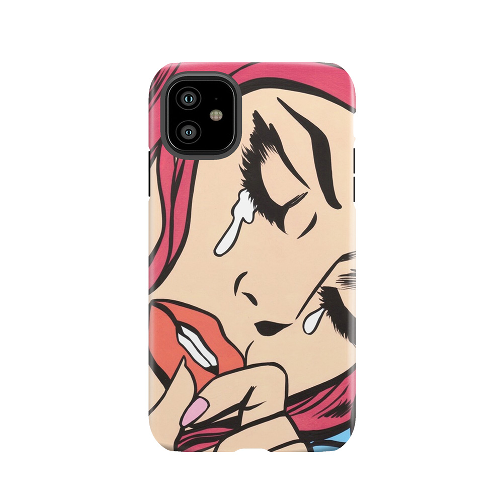 Pink Crying Comic Girl Tough Phone Case