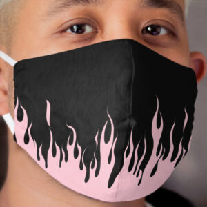 Pink Flames - Black Cloth Face Mask