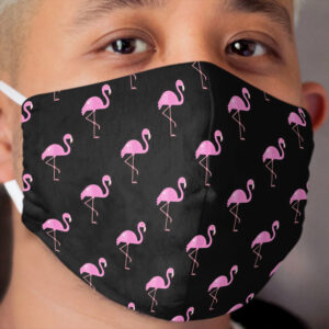 Pink Flamingo Bird black Cloth Face Mask
