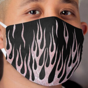 Pink Glitter Flames Cloth Face Mask