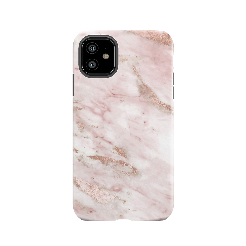 Pink Marble - Rose Gold Accents Tough Phone Case