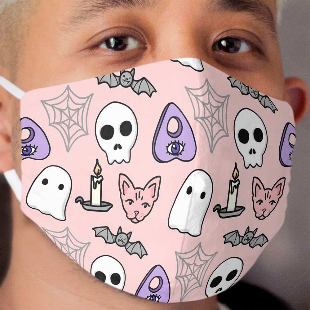 Pink Pastel Spooky Pattern Cloth Face Mask