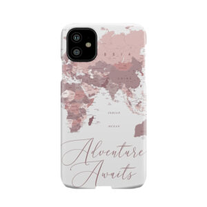 Pink World Map - Adventure Awaits Phone Case