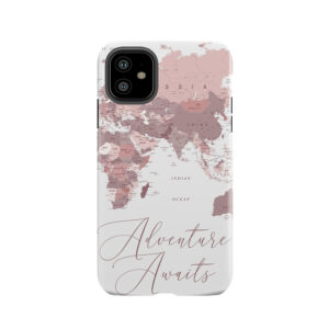 Pink World Map - Adventure Awaits Tough Phone Case