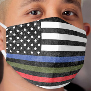 Police, Military and Fire Flag (Version 3) Cloth Face Mask