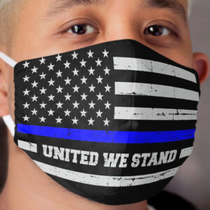 Police Officer Gifts - Thin Blue Line Flag - Blue Lives Matter United We Stand Gift Ideas for & Cops & Law Enforcement Officers to Show Support for Those on the Front Lines Cloth Face Mask