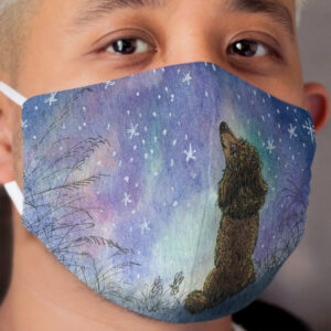 Poodle dog gazing at starry night sky, looking for inspiration Cloth Face Mask