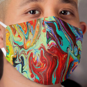 Poured Paint - Bright, Trendy and Colorful Abstract Print Cloth Face Mask