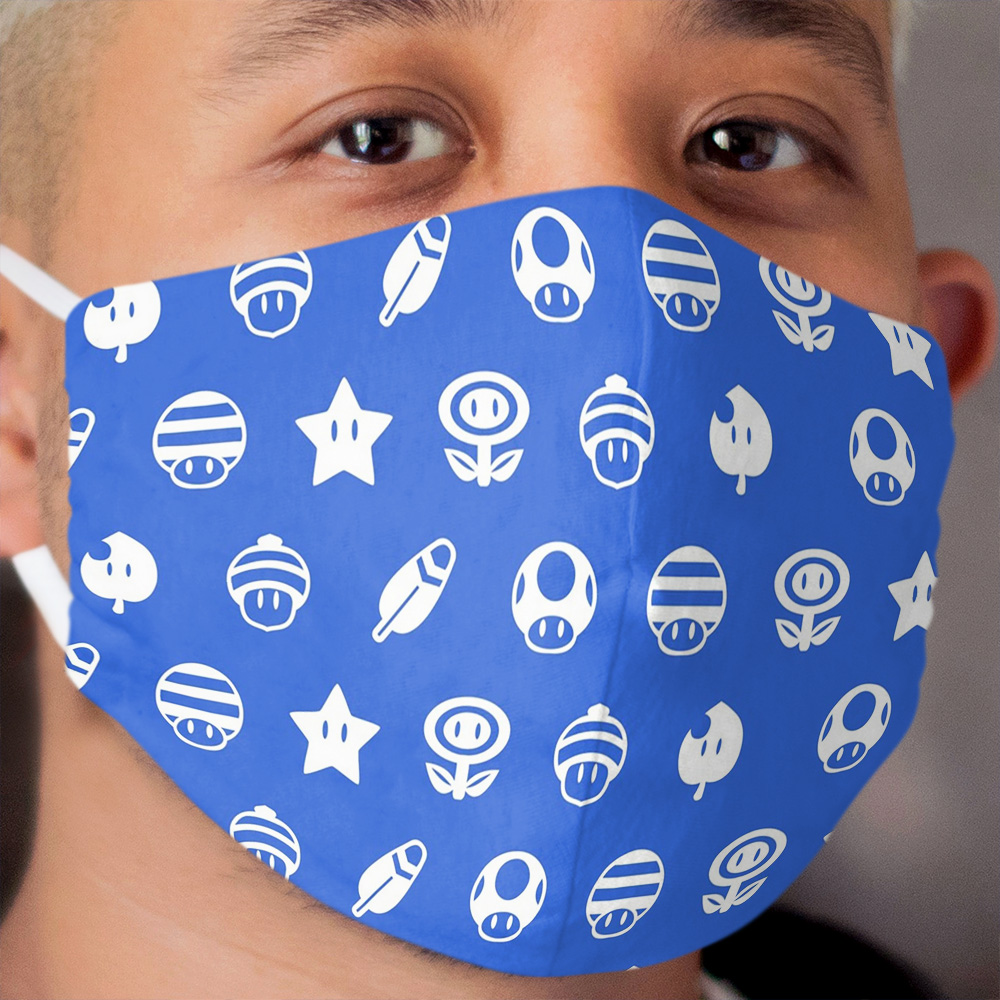 Powerups (Blue) Cloth Face Mask