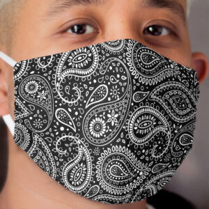 Pretty Bohemian Art Paisley - Black and White Cloth Face Mask