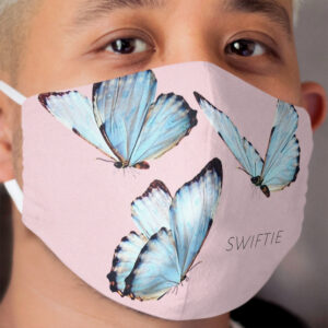 pretty design for swiftie swifties Taylor Swift ts7 lover era album song title butterfly butterflies blue pink baby light new music Cloth Face Mask