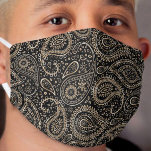 Pretty Gold Bohemian Art Paisley Gradient Beige and Brown Design. Cloth Face Mask