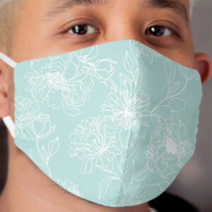 Pretty Line-Drawn Floral Cloth Face Mask